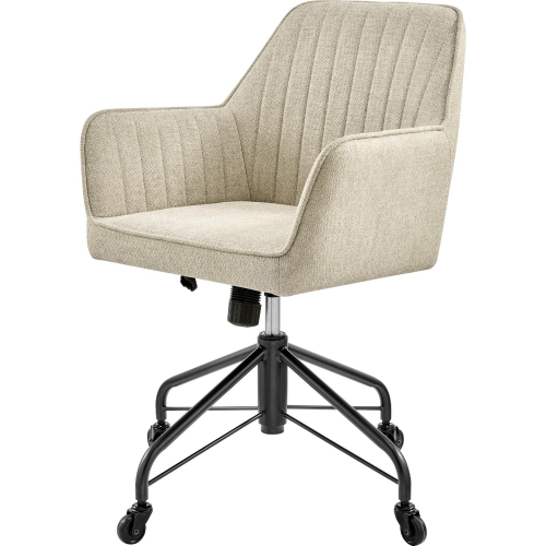 Thompson Swivel Office Arm Chair in Cream Fabric & Metal